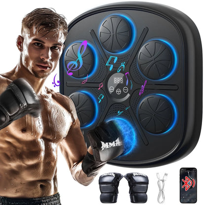 Music Boxing Machine, Kids and Adult Smart Bluetooth Boxing Machine with Boxing Gloves, Boxing Music Fitness Machine with Smart Display Wall Mounted, Boxing Trainer for Home and Gym, Black