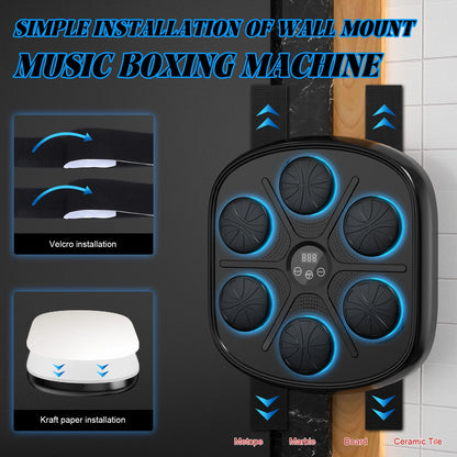 Music Boxing Machine, Kids and Adult Smart Bluetooth Boxing Machine with Boxing Gloves, Boxing Music Fitness Machine with Smart Display Wall Mounted, Boxing Trainer for Home and Gym, Black