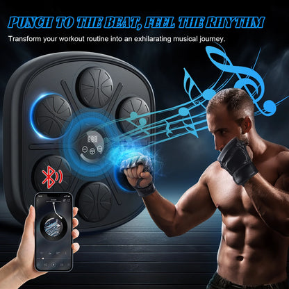 Music Boxing Machine, Kids and Adult Smart Bluetooth Boxing Machine with Boxing Gloves, Boxing Music Fitness Machine with Smart Display Wall Mounted, Boxing Trainer for Home and Gym, Black