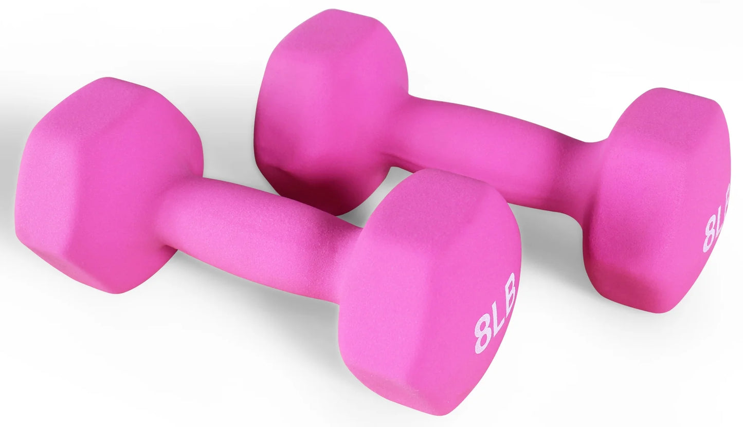 All-Purpose Color Neoprene Coated Dumbbells, 8 Lbs Pair