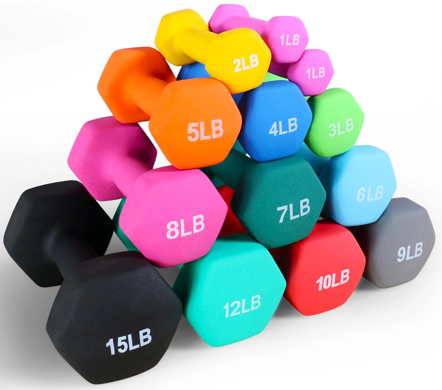 All-Purpose Color Neoprene Coated Dumbbells, 8 Lbs Pair