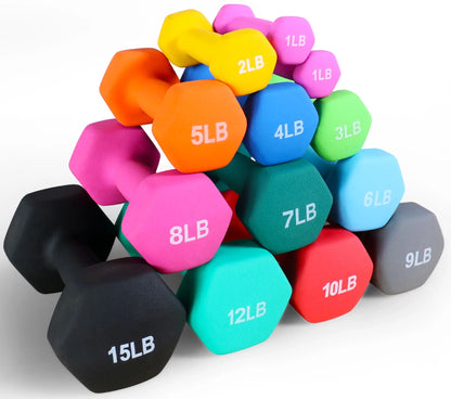 All-Purpose Color Neoprene Coated Dumbbells, 8 Lbs Pair